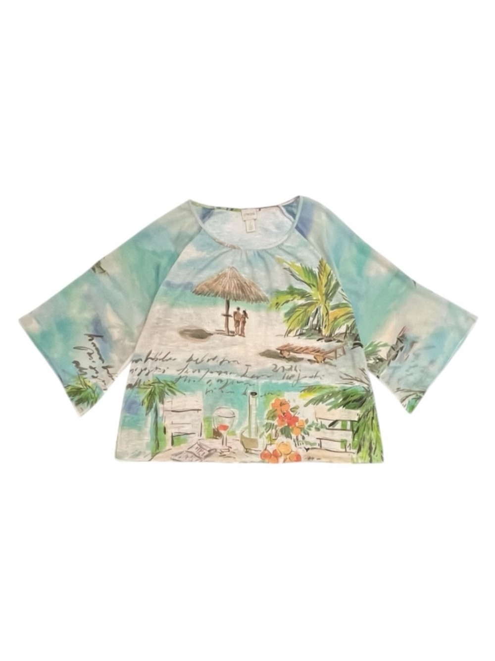 Chico's Seaside Sangria Easy Tee Top Size 2 (Large)